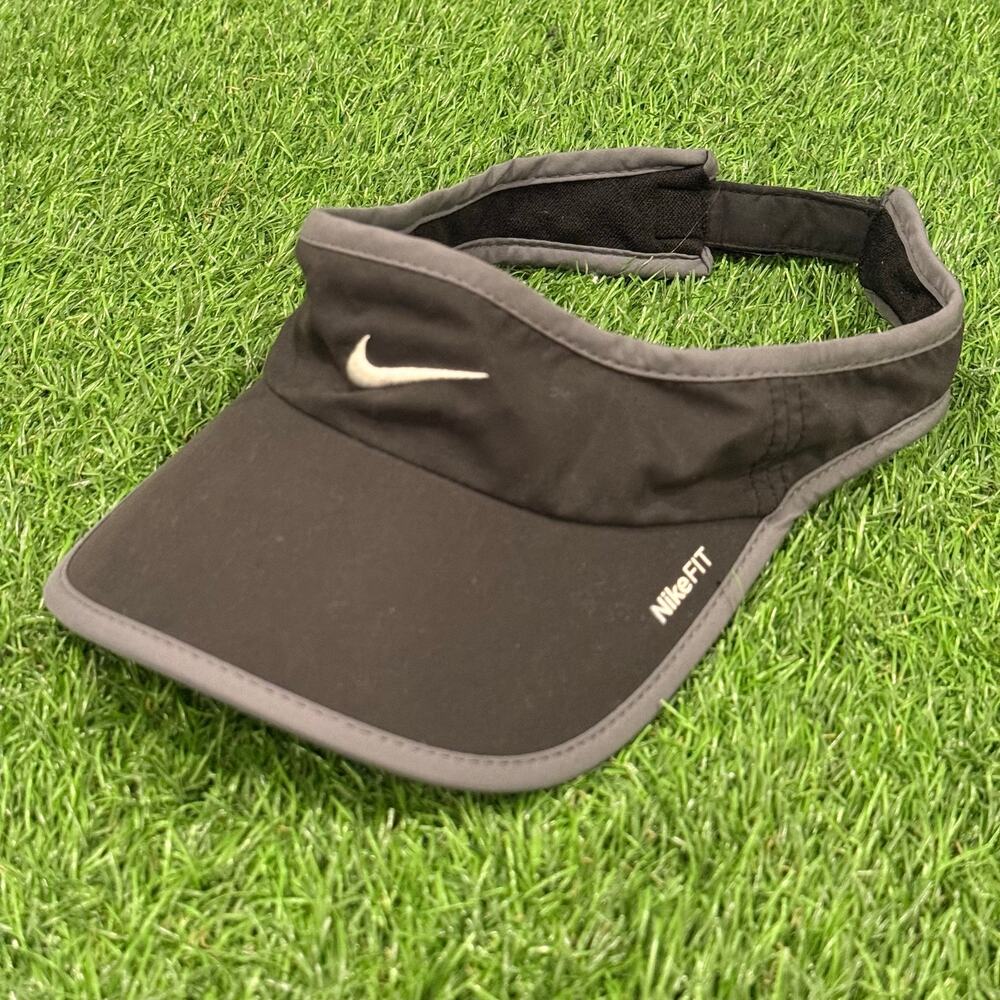Nike Fit Black Gray Visor Golf Tennis Athletic Adjustable Women's Men's NikeFit
